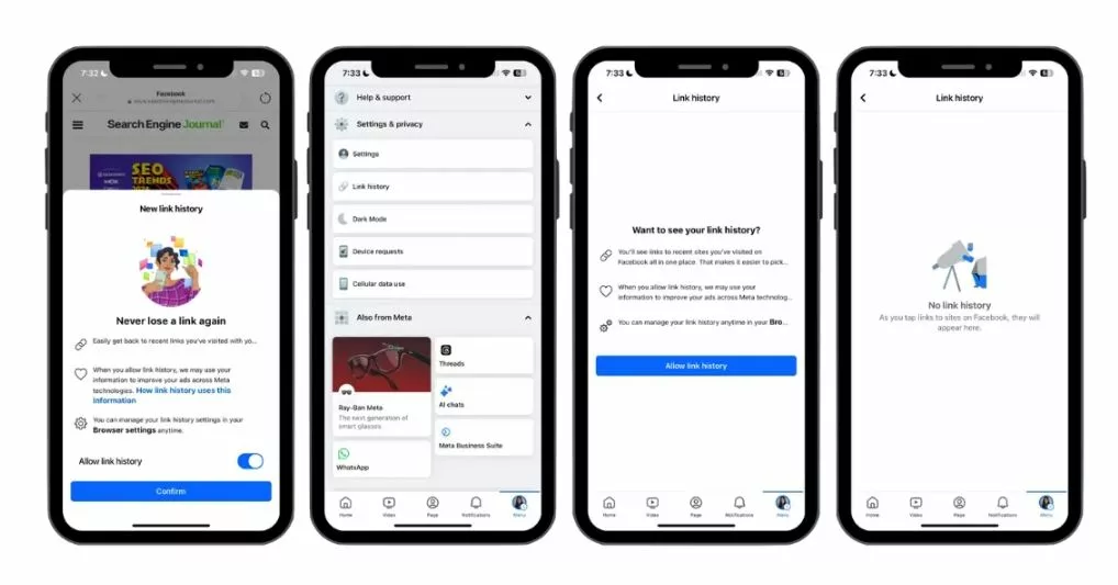 How to Enable and Disable Facebook Link History feature