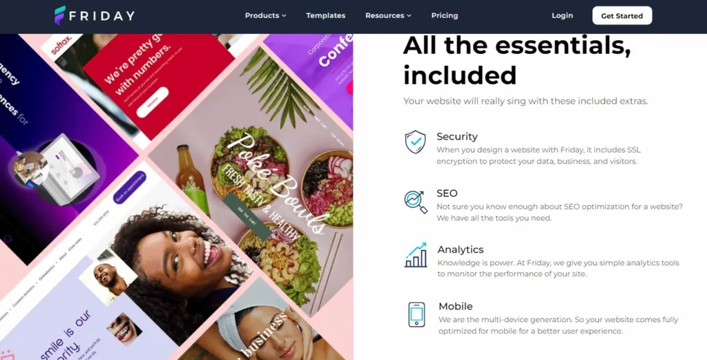 Friday website builder