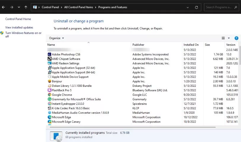 How to see Program and App Sizes in Windows 11/10