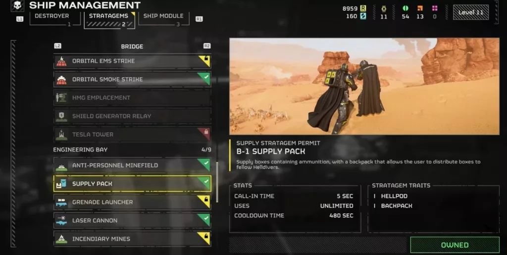 How to use supply pack on self in Helldivers 2