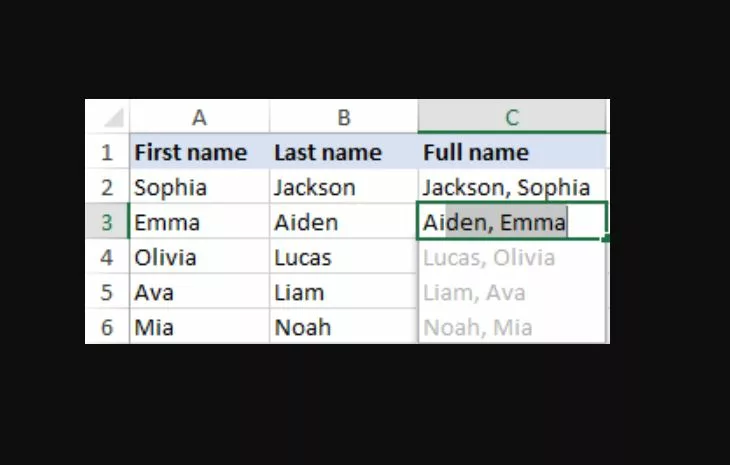 How to Combine First and Last Name in Excel